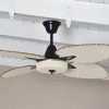 Ventilador BARI negro palas y tapa forrada de rattan. Tono natural - Imagen 4