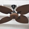 Ventilador BARI negro palas y tapa forrada de rattan. Tono nogal - Imagen 3