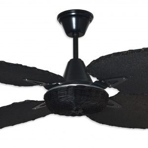 Ventilador BARI negro palas y canasta tejida de rattan. Tono negro