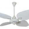 Ventilador SIENA Fundición blanco con palas de rattan. Tono blanco