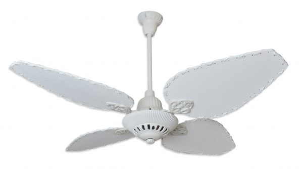 Ventilador SIENA Fundición blanco con palas de rattan. Tono blanco