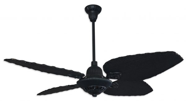 Ventilador SIENA Fundición negro con palas de rattan. Tono negro