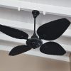 Ventilador SIENA Fundición negro con palas de rattan. Tono negro - Imagen 3