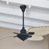 Ventilador SIENA Fundición negro con palas de rattan. Tono natural - Imagen 4
