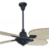 Ventilador SIENA Fundición negro con palas de rattan. Tono natural