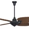 Ventilador SIENA Fundición negro con palas de rattan. Tono nogal