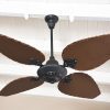 Ventilador SIENA Fundición negro con palas de rattan. Tono nogal - Imagen 3
