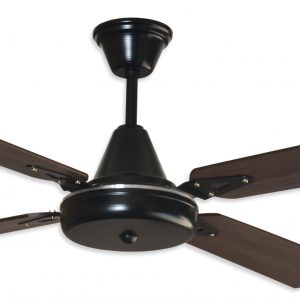 Ventilador GÉNOVA negro palas de melamina. Tono nogal
