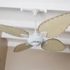 Ventilador SIENA Fundición blanco con palas de rattan. Tono natural - Imagen 3