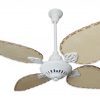 Ventilador SIENA Fundición blanco con palas de rattan. Tono natural