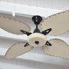 Ventilador SIENA negro palas y tapa forrada de rattan. Tono natural - Imagen 3