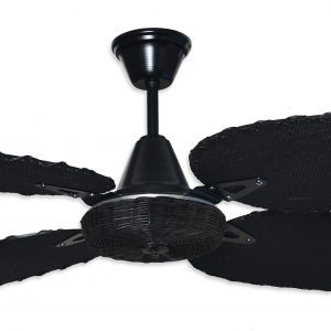 Ventilador SIENA negro palas y canasta tejida de rattan. Tono negro