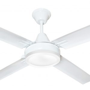 Ventilador GÉNOVA blanco palas de metal y plafón led