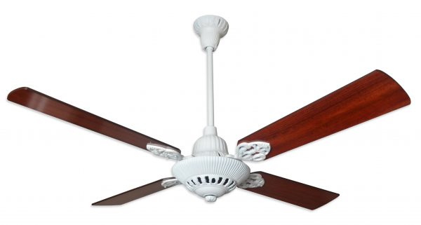 Ventilador GÉNOVA Fundición blanco palas de madera. Tono cedro