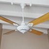Ventilador GÉNOVA Fundición blanco palas de madera. Tono roble - Imagen 3