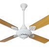 Ventilador GÉNOVA Fundición blanco palas de madera. Tono roble