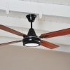Ventilador GÉNOVA negro palas de melamina y plafón led. Tono cedro - Imagen 2
