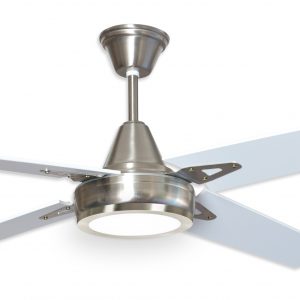 Ventilador GÉNOVA platil palas de melamina y plafón led. Tono blanco