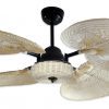 Ventilador VERONA negro palas y canasta tejida de rattan. Tono Natural