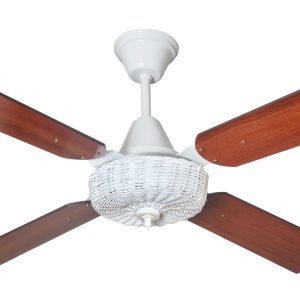 Ventilador GÉNOVA LUJO blanco palas de melamina. Tono cedro