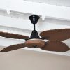 Ventilador SIENA negro palas y tapa forrada de rattan. Tono nogal - Imagen 4
