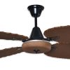 Ventilador SIENA negro palas y tapa forrada de rattan. Tono nogal