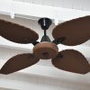 Ventilador SIENA negro palas y tapa forrada de rattan. Tono nogal - Imagen 3