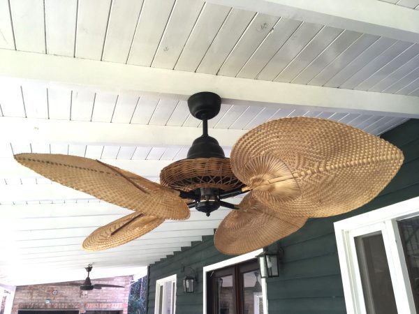 Ventilador VERONA LUJO. Con palas y canasta tejida de rattan. Tono Roble - Imagen 3