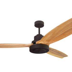 Ventilador BRESCIA cuerpo negro. Palas de madera maciza "Paraíso" laqueada natural