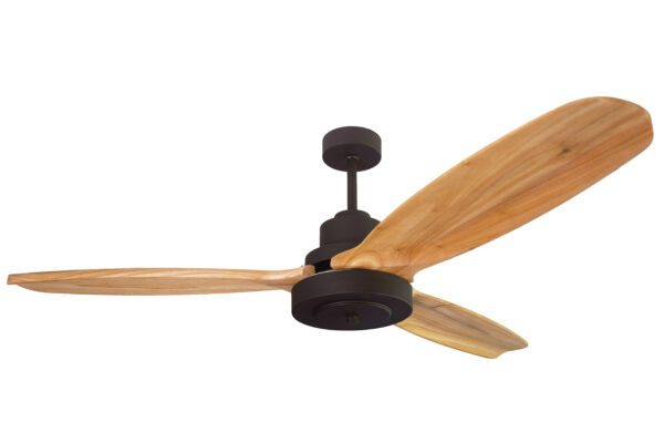 Ventilador BRESCIA cuerpo negro. Palas de madera maciza "Paraíso" laqueada natural