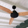 Ventilador TURIN cuerpo negro. Palas de madera maciza "Paraíso" laqueada en natural. - Imagen 2